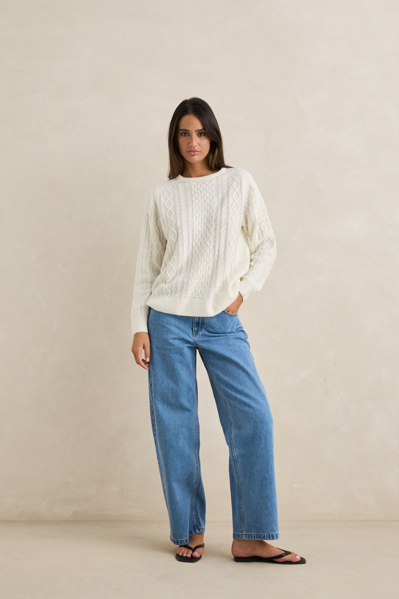 RHYTHM MOHAIR OCEANSIDE KNIT WHT-VINTAGE WHITE 4L