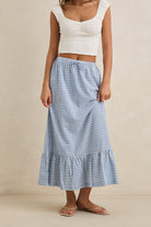 RHYTHM LOLA CHECK TIERED MAXI SKIRT BLU-BLUE 3M