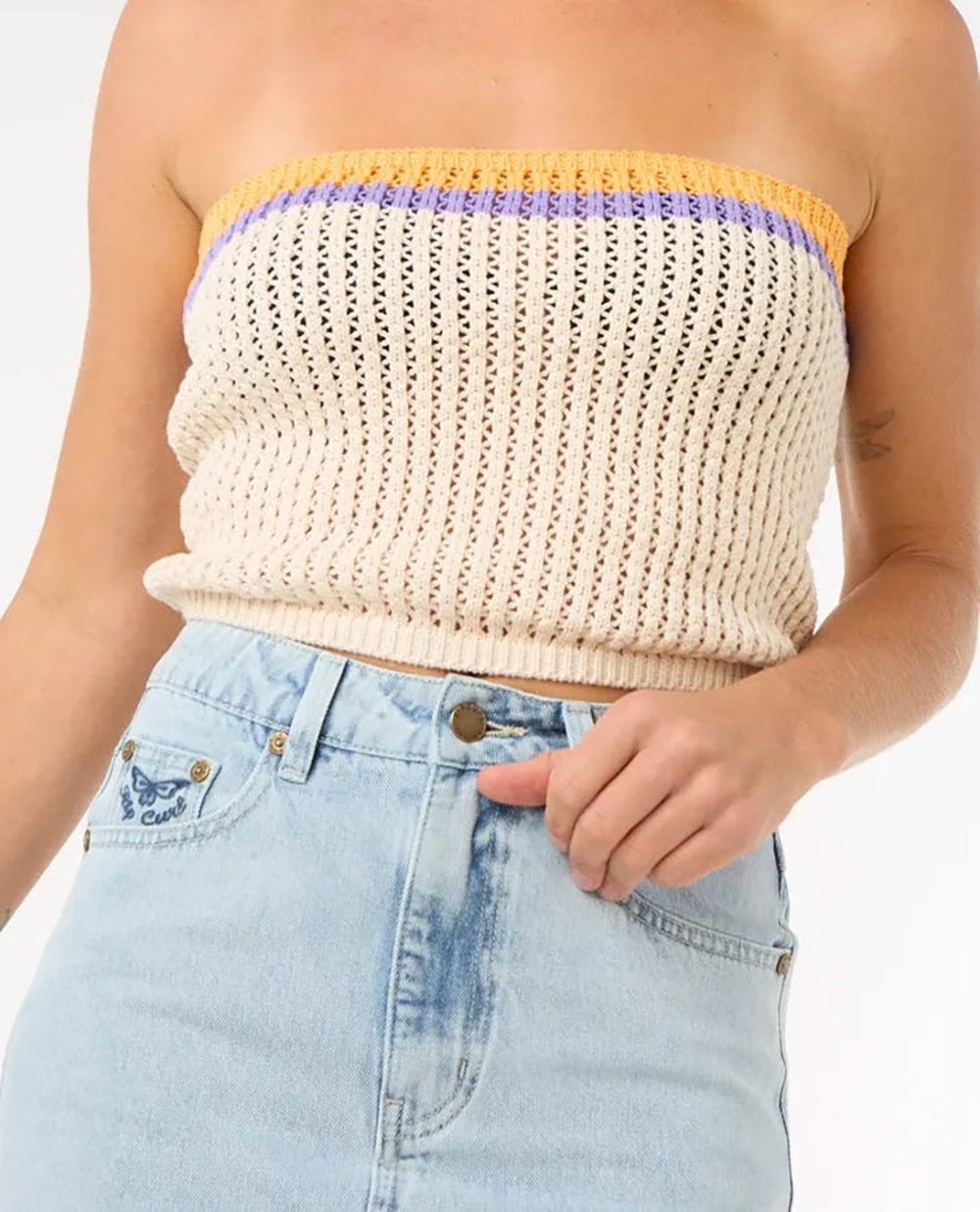RIP CURL CALA VADELLA CROCHET TOP 0003-Off White S