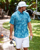 SALTY CREW FLAGSHIP UV BUTTON UP Dark Navy L