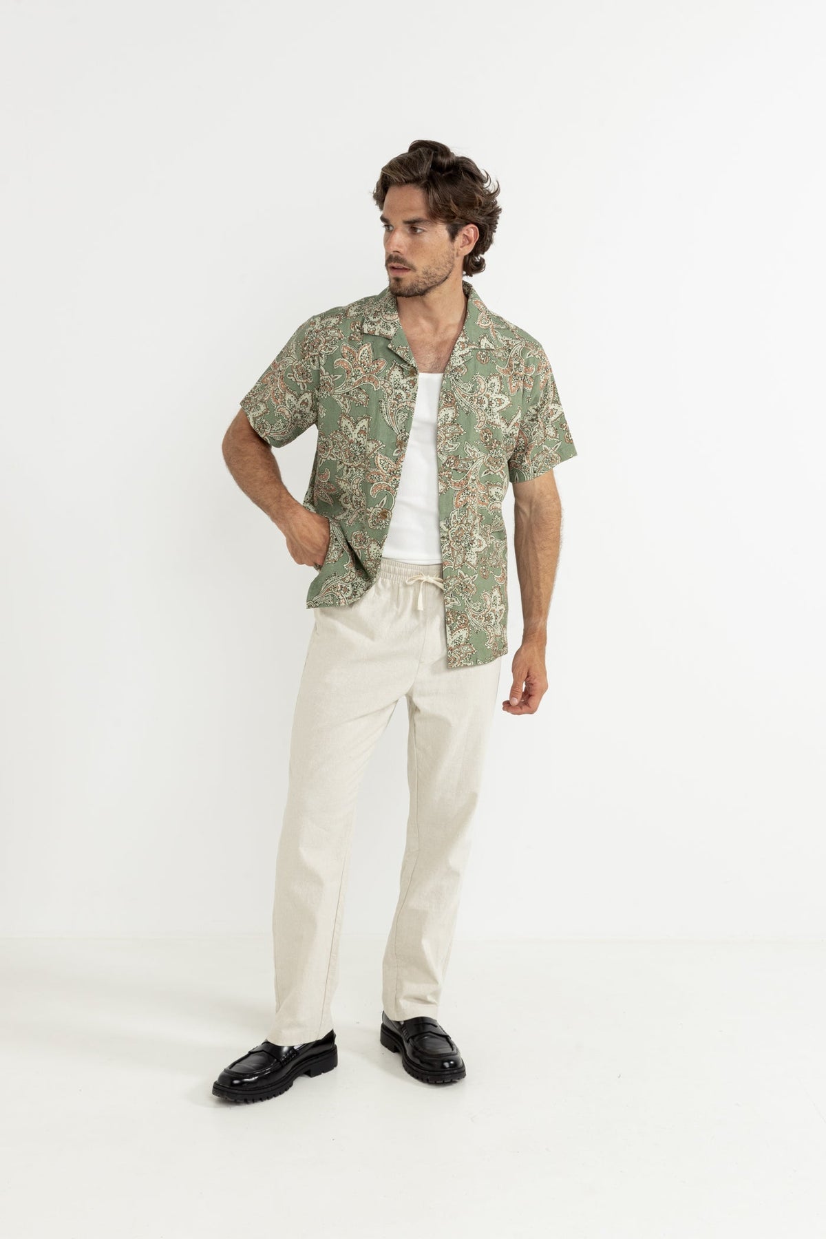 Rhythm Linen Jam Pant Bone 32