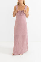 RHYTHM LOLA CHECK MAXI DRESS FIR-FIRE 1XS