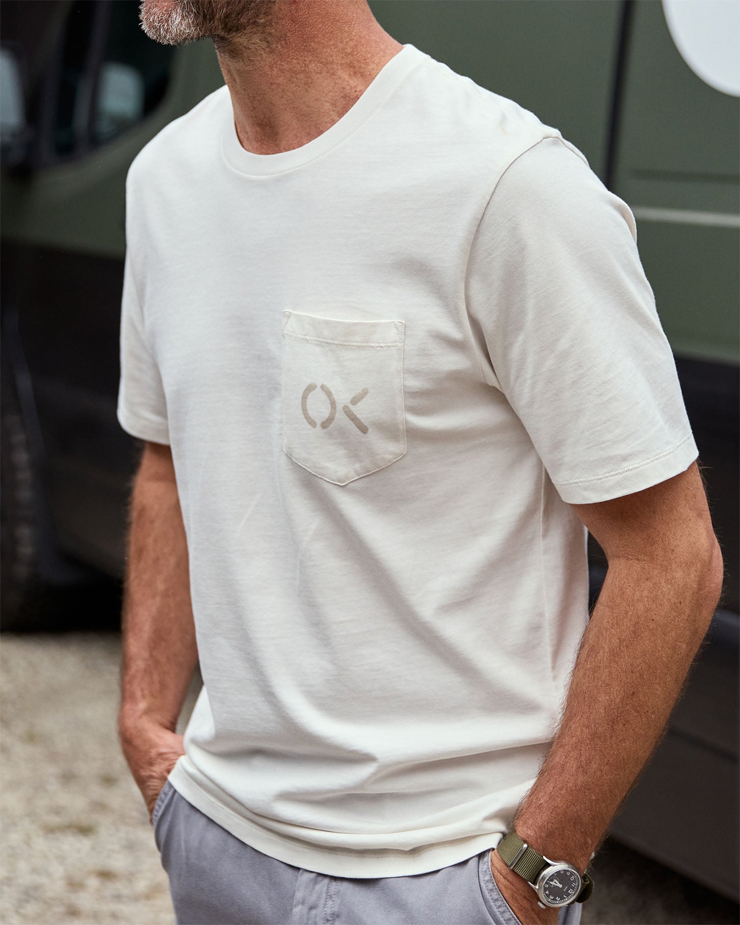 OuterKnown Stencil Pocket SS Tee SLT-Salt M