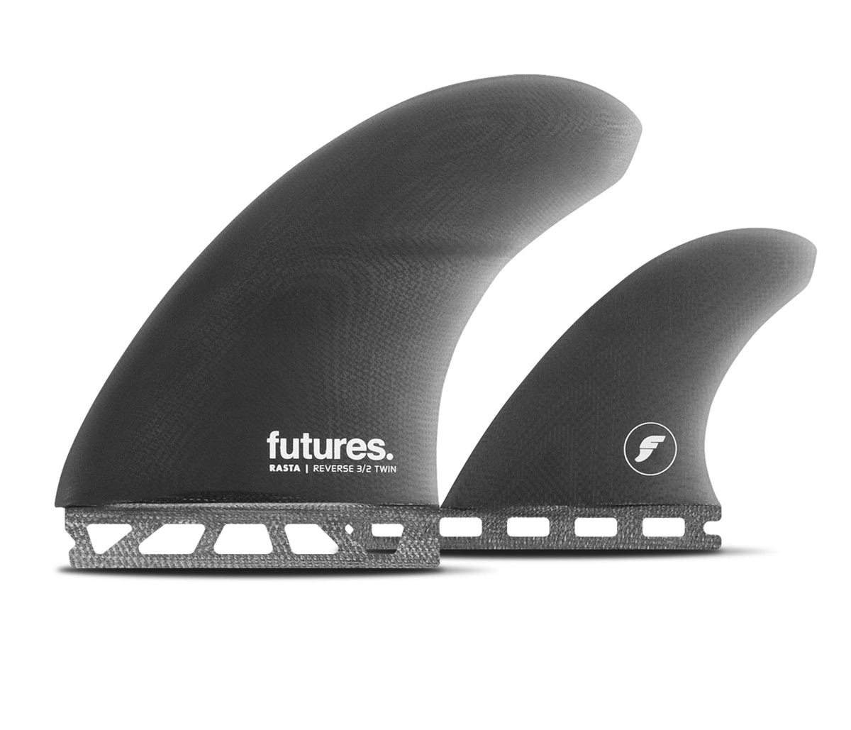 Futures Fins Rasta 3/2 Reverse Twin+1 Fiberglass Twin Fins Smoke