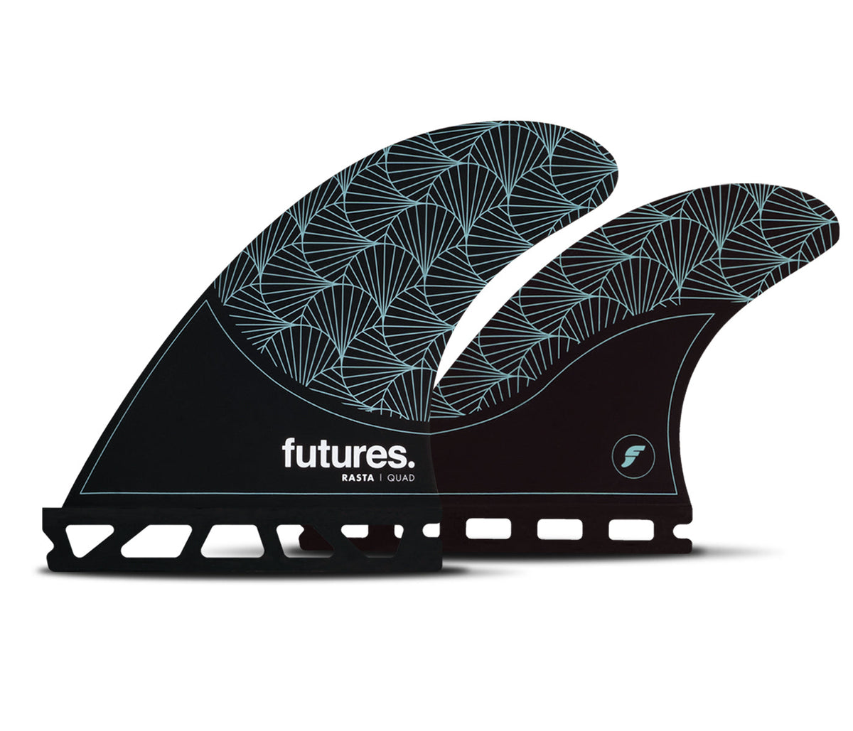 Futures Fins Rasta Honeycomb Quad Fin Black-Teal-NEW