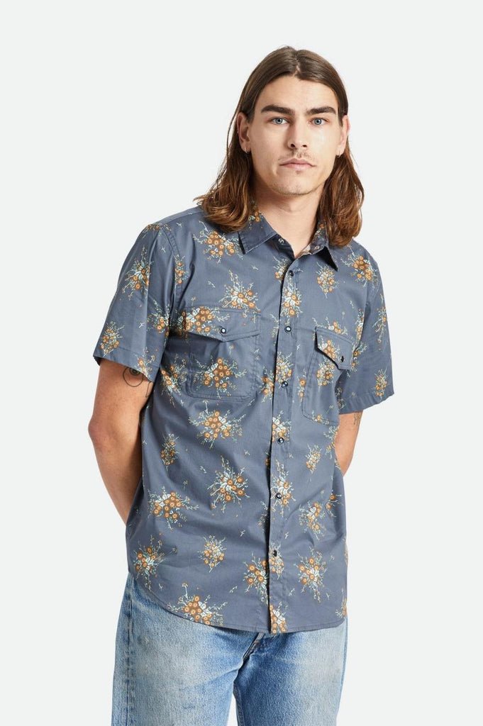 Wayne Stretch S/S Woven Shirt - Ombre Blue Wild Floral.