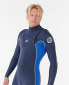 Rip Curl Mens Dawn Patrol 3/2 Chest Zip Wetsuit 2141-Electric Cobalt XL