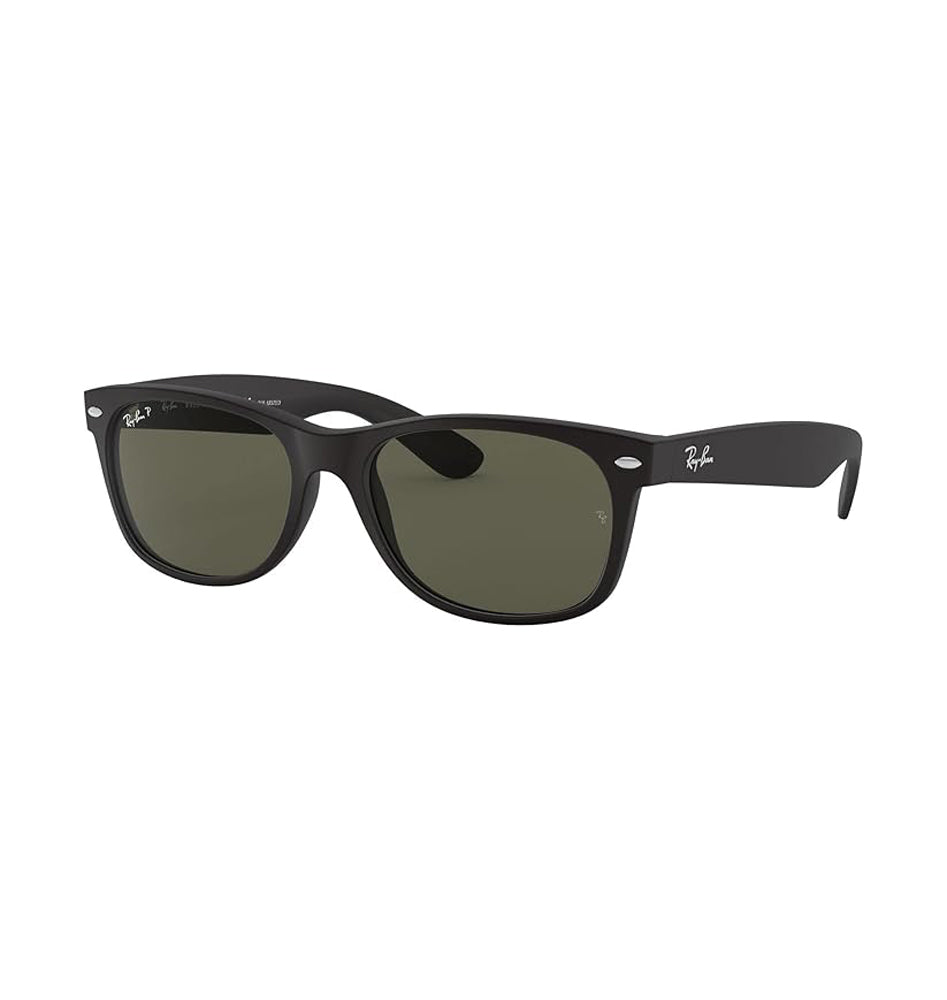 Ray Ban New Wayfarer Polarized Sunglasses RubberBlack PolarGreen Wayfarer