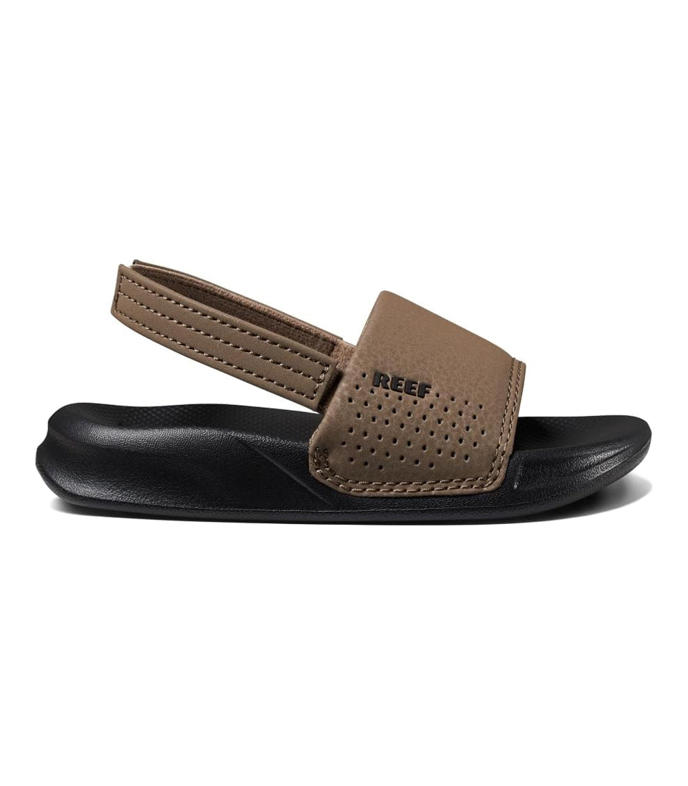 Reef Little One Slide Boys Sandal Black-Tan 6 C