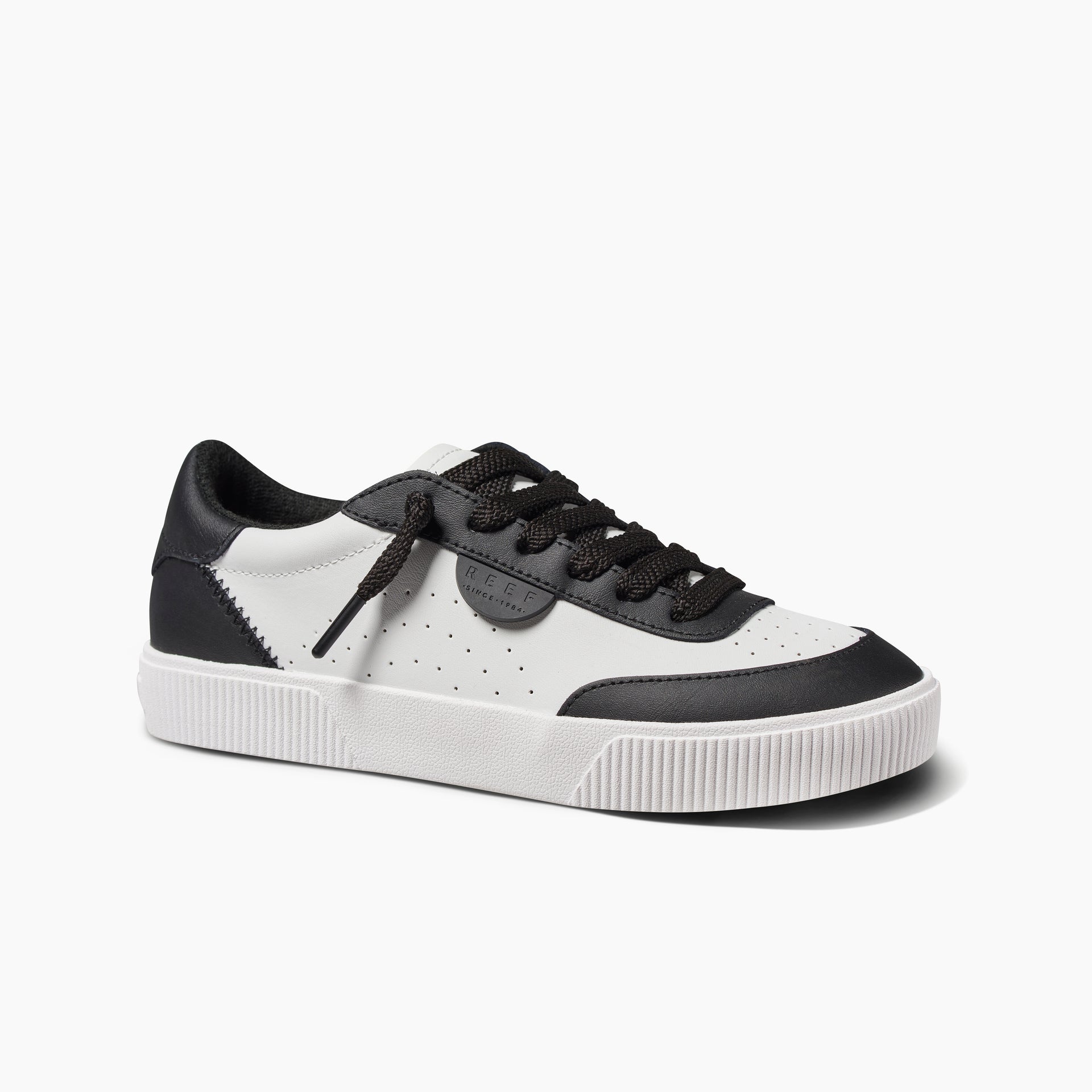 Reef Lay Day Seas Womens Shoe Black-White Leather 7