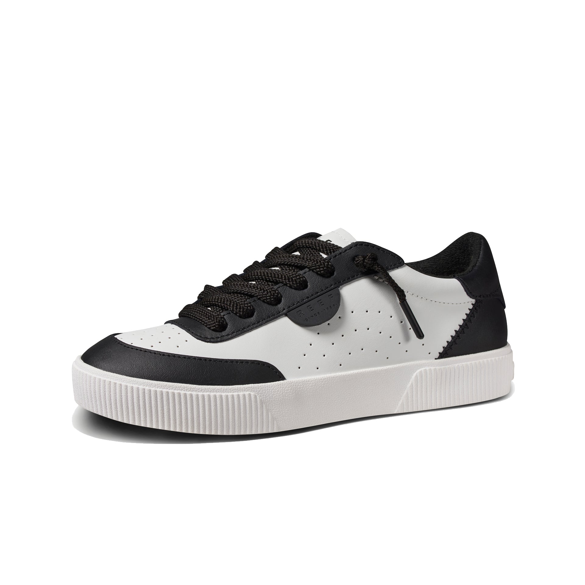 Reef Lay Day Seas Womens Shoe Black-White Leather 7.5