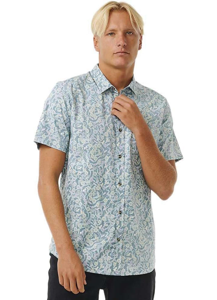 RIP CURL FLORAL REEF S/S SHIRT 3136-BLUESTONE L