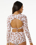RIP CURL HIBISCUS HEAT CROP RASHVEST 0009-BROWN L