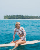 RIP CURL HIBISCUS HEAT CROP RASHVEST 0009-BROWN XS