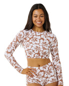 RIP CURL HIBISCUS HEAT CROP RASHVEST 0009-BROWN S