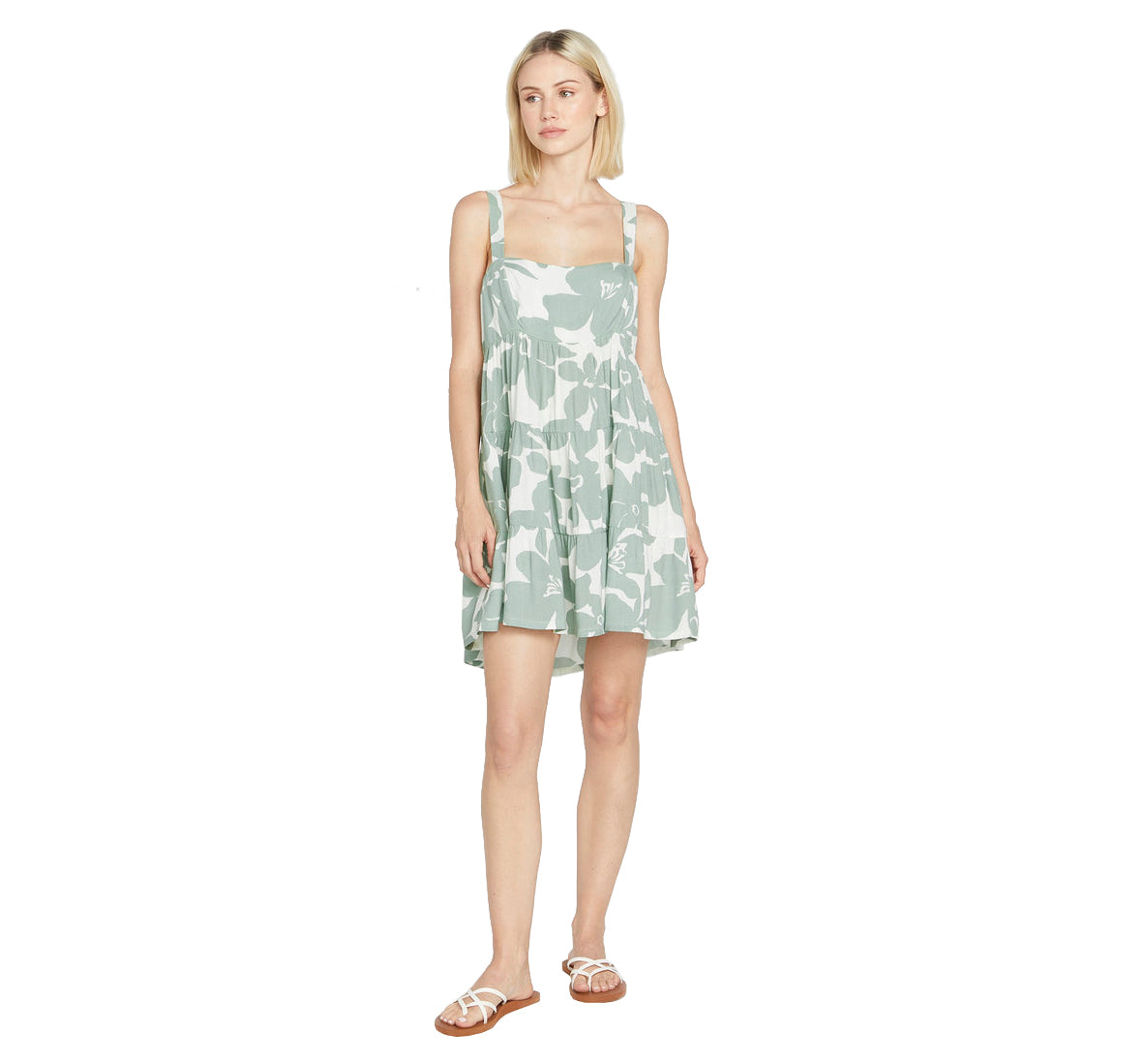 VOLCOM COCO HO TIERED DRESS SEA-SEA GLASS XXL