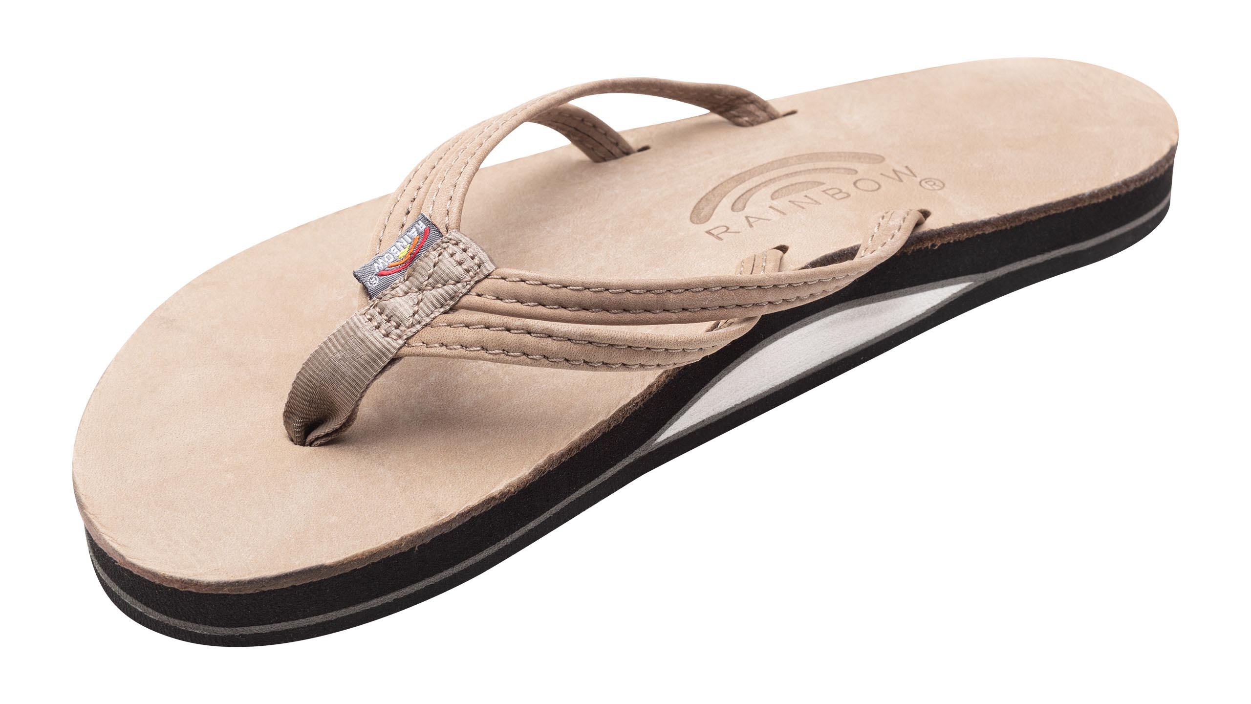 Rainbow The Sandpiper Luxury Leather Single Layer Womens Sandal Stone Grey M