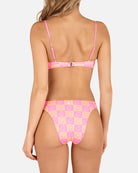 Hurley Smiley Check Reversible Scoop Bikini Bottom WSUN L