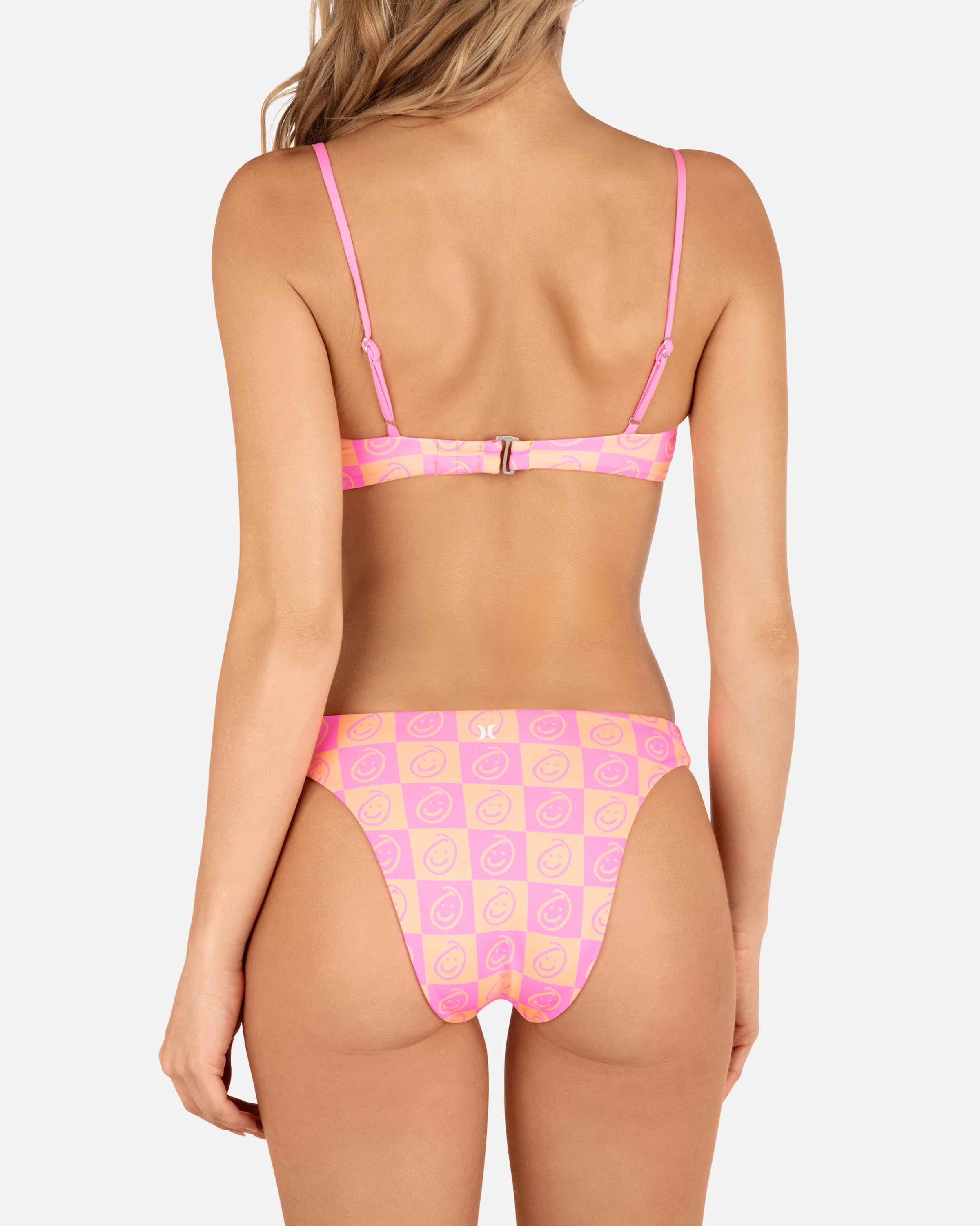 Hurley Smiley Check Reversible Scoop Bikini Bottom WSUN M