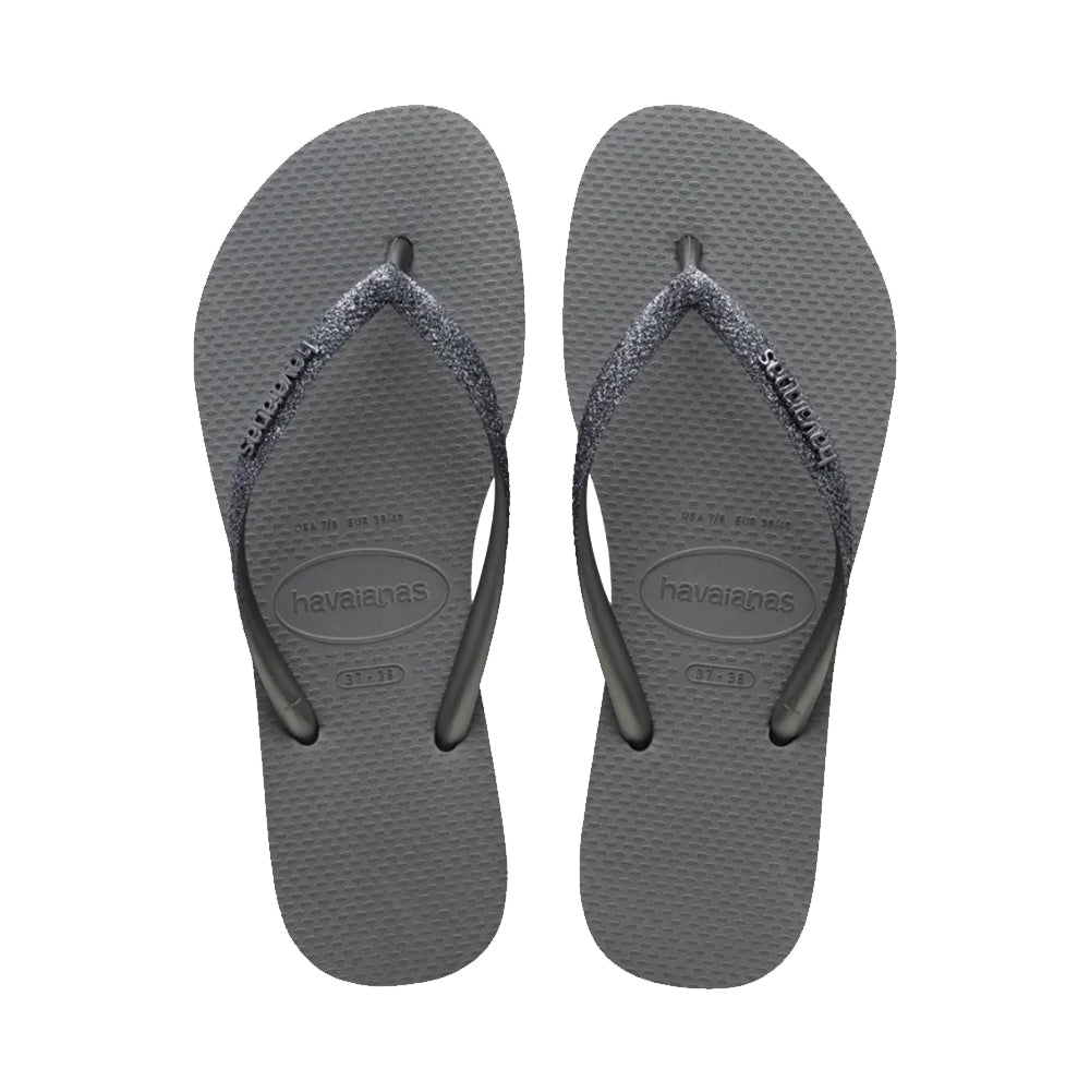 Havaianas Slim Glitter 3 Womens Sandal 3508-Grey-Graphite 9