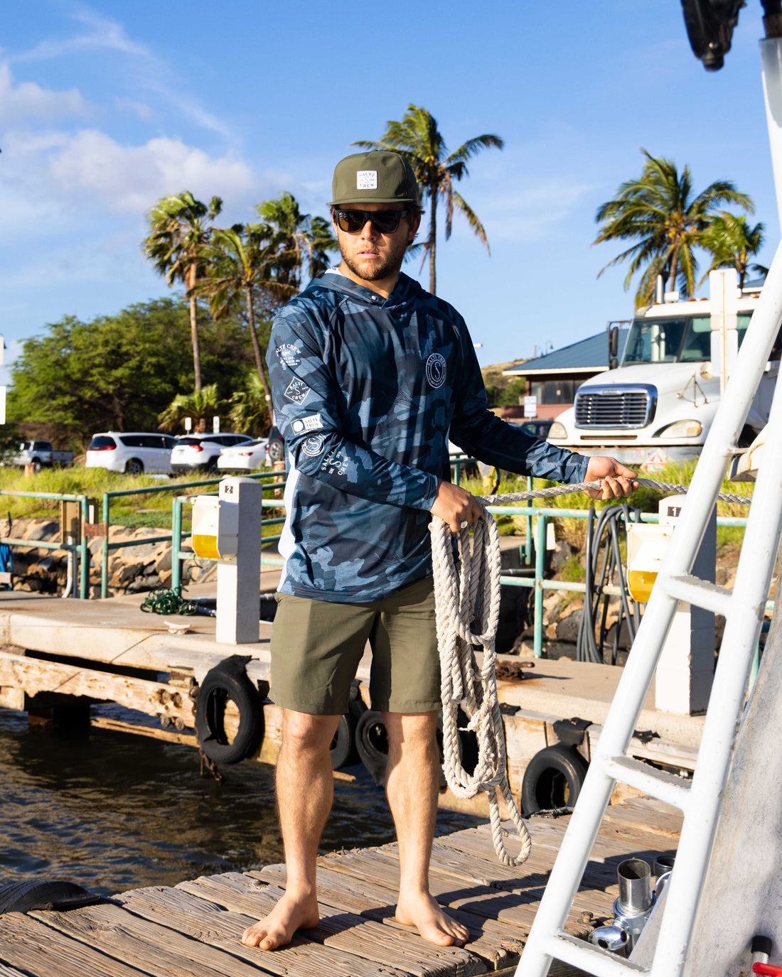 Salty Crew Palomar Perforated Hood BlueCamo S