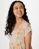 Rip Curl Always Summer Tier Dress Girls ShellCoral 14