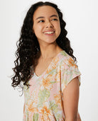Rip Curl Always Summer Tier Dress Girls ShellCoral 14