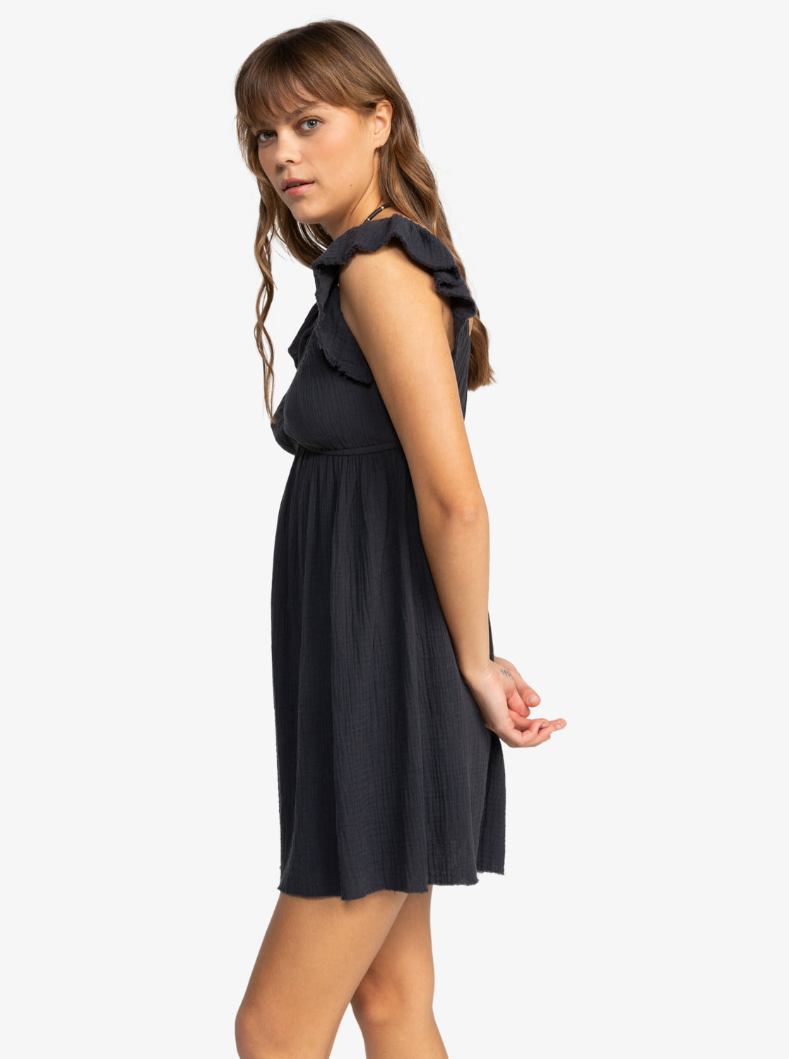 Roxy Luna Flutter Sleeve Mini Dress KTA0 M