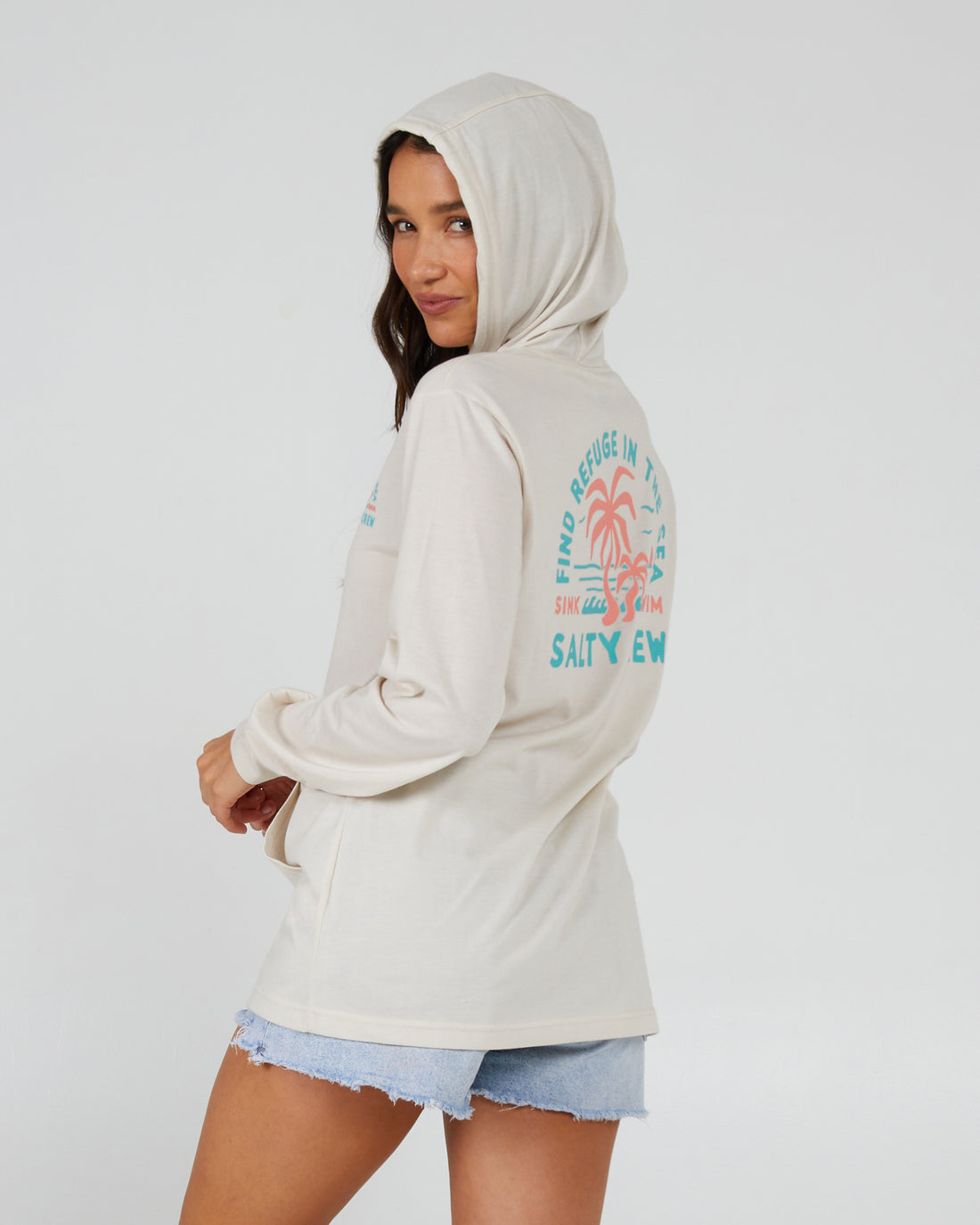 Salty Crew Good Times Hooded Tech Tee VintageWhite L