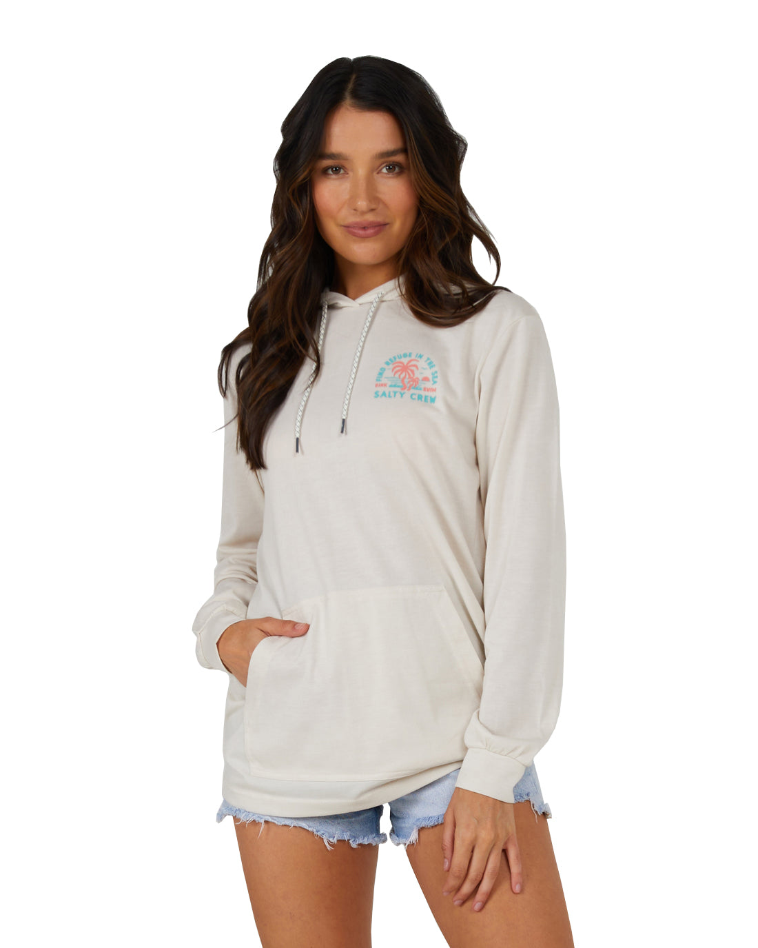 Salty Crew Good Times Hooded Tech Tee VintageWhite M