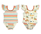 Emerson and Friends Reversible Ruffle Girls One Piece  Beach/Stripes 6-12M