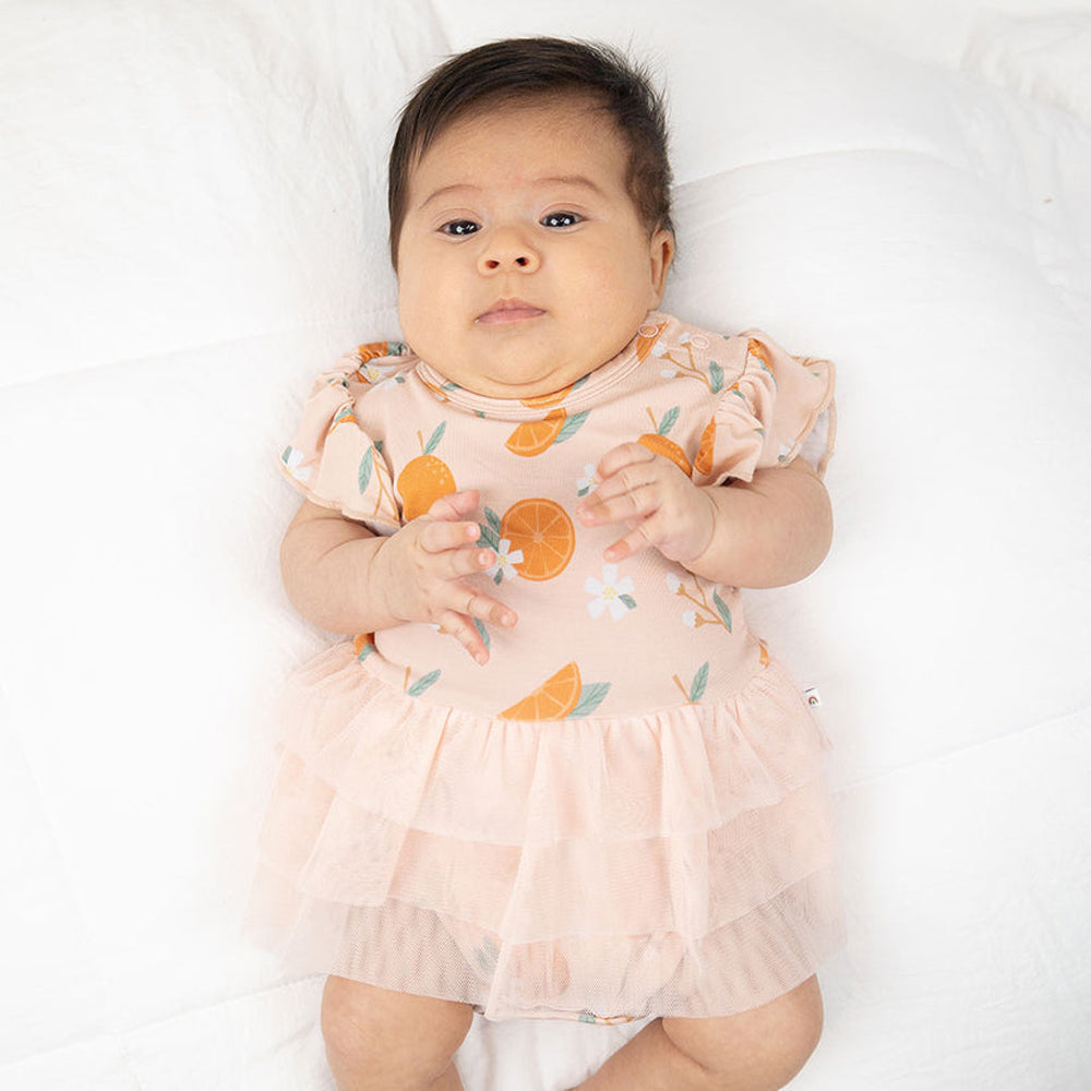 Emerson and Friends Freshly Squeezed Tulle Skirted Onesie  Pink 3-6M