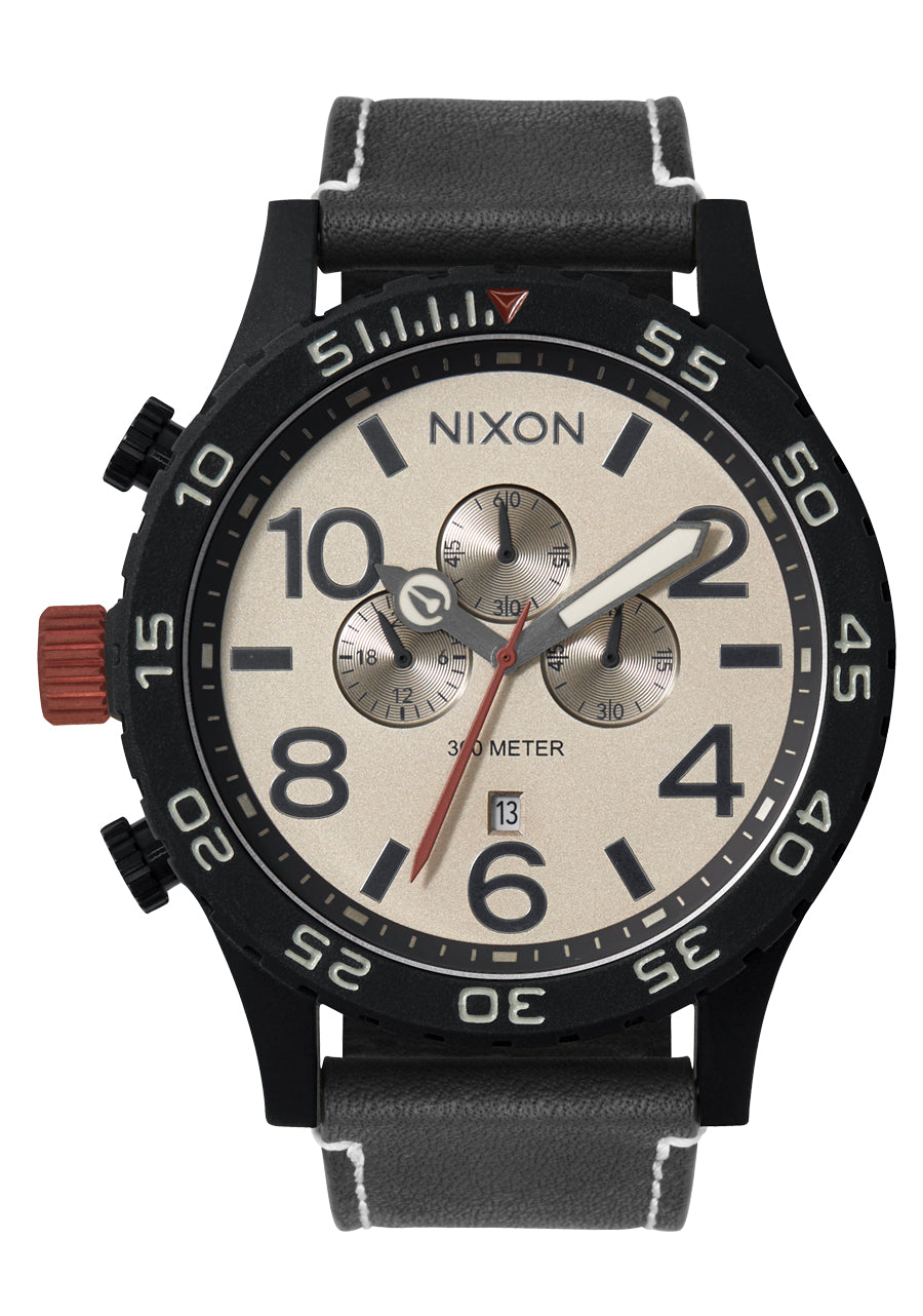 Nixon The 51-30 Chrono Leather Watch 5238-Black-Pumice-Charcoal