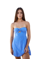 Blanco Strapless Twist Front Mini Dress Azure M