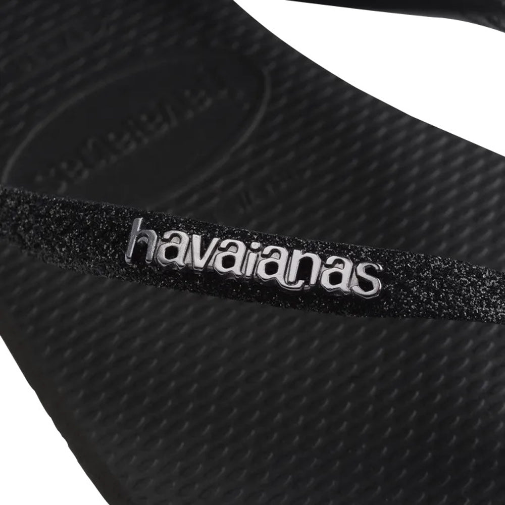 Havaianas Slim Glitter 2 Womens Sandal 1069-Black-Black 7
