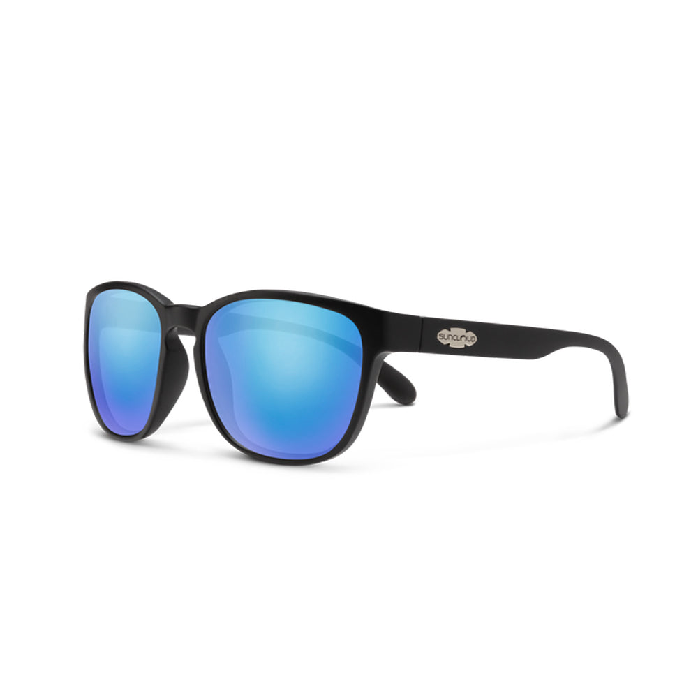 SunCloud Loveseat Polarized Sunglasses MatteBlack BlueMirror Square