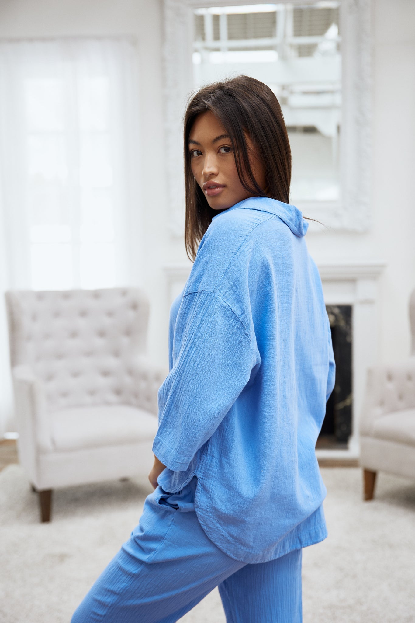 Blanco Oversized Three Quarter Top Azure M