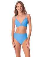 Maaji Suzy Q High Rise Classic Bikini Bottom Bright Blue SM