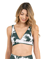 Maaji Allure Long Line Triangle Bikini Top Dark Green LG