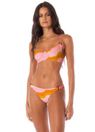 Maaji Paradiso Waves Sublimiring Regular Rise Classic Bikini Bottom Pink SM