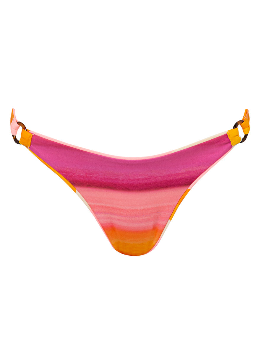 Maaji Paradiso Waves Sublimiring Regular Rise Classic Bikini Bottom Pink LG