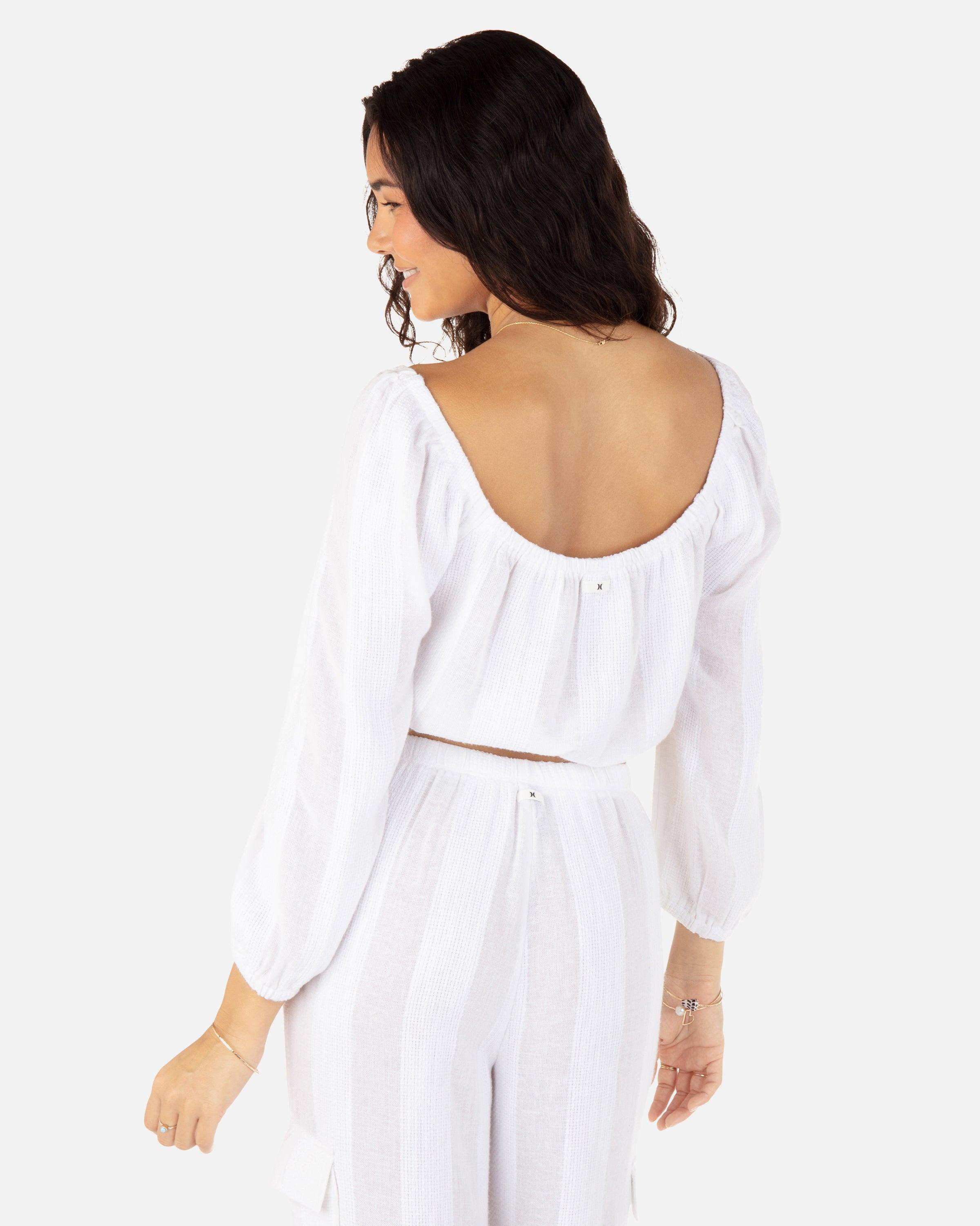 Hurley Stripe Gauze LS Top White L
