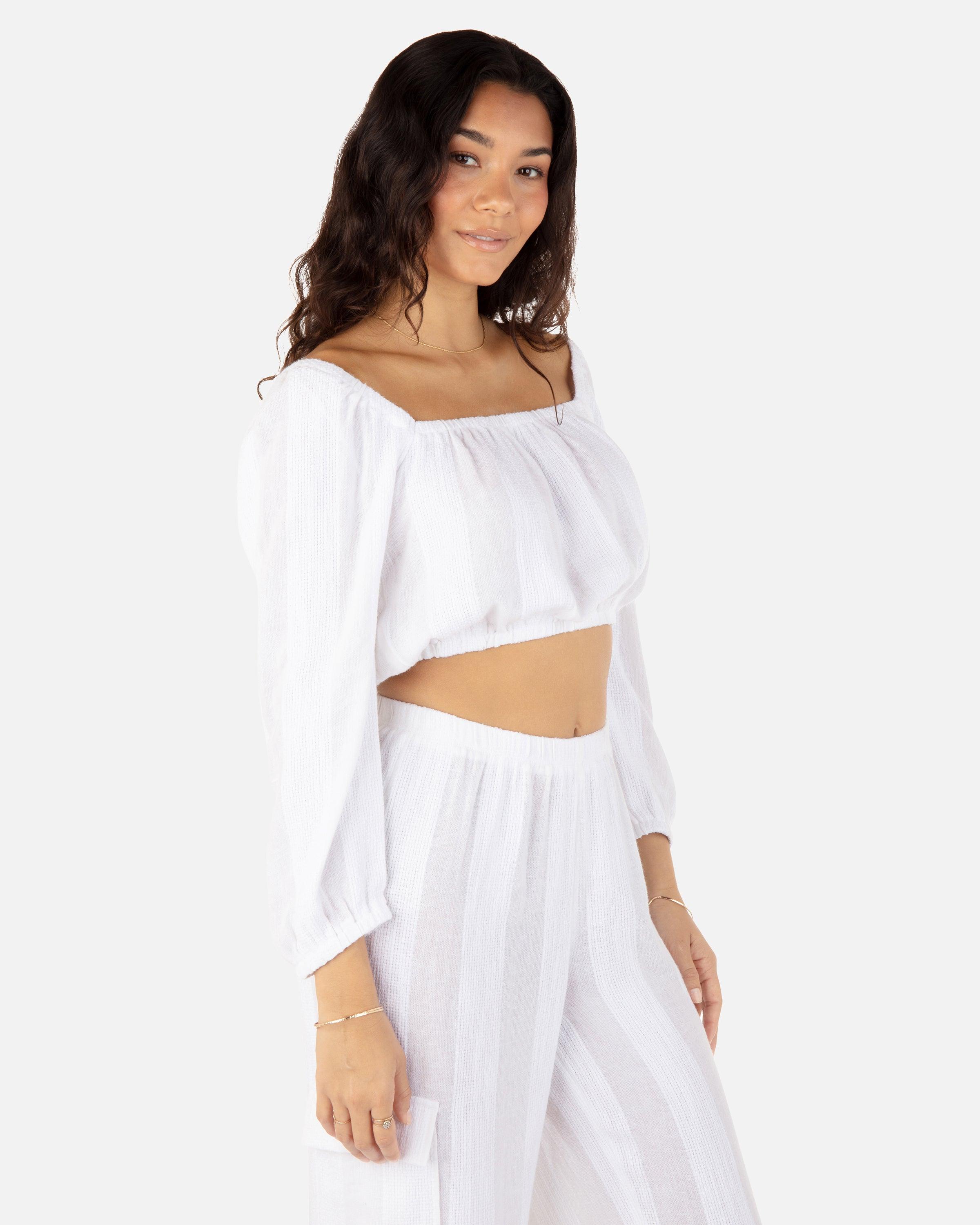 Hurley Stripe Gauze LS Top White L