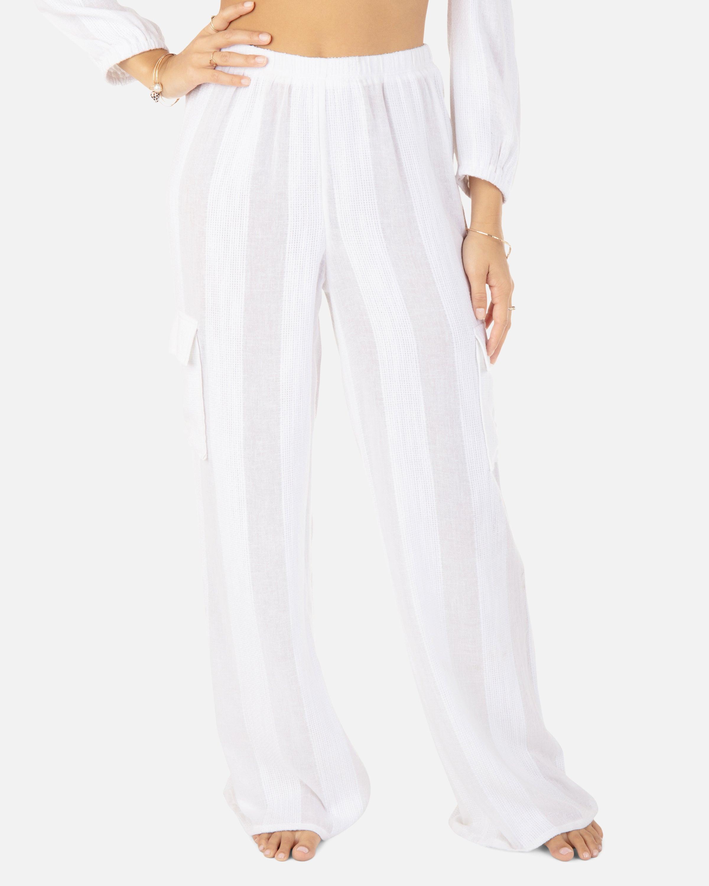 Hurley Stripe Gauze Cargo Beach Pant White L