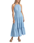 Rhythm Seacoast Halter Tiered Maxi Dress SKY M