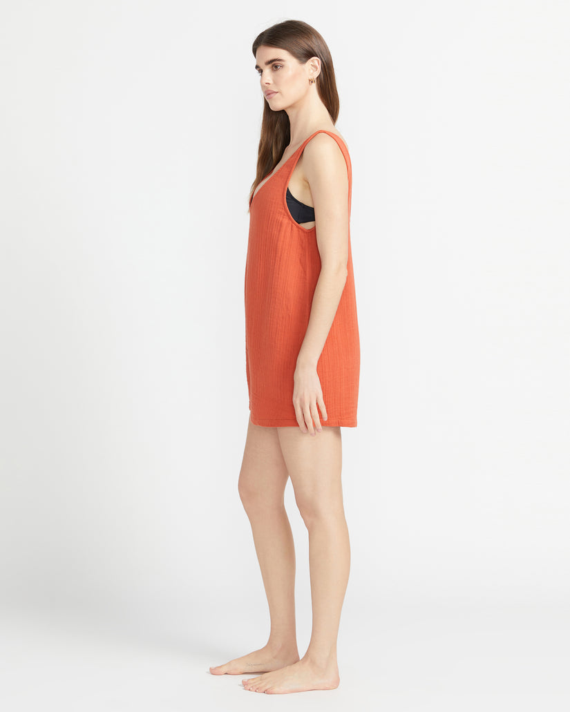 VOLCOM HANG LOOSE ROMPER DSR-DUST RED L