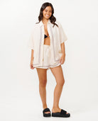Rip Curl Beach Party Embroidered Shirt  OFFWHT L