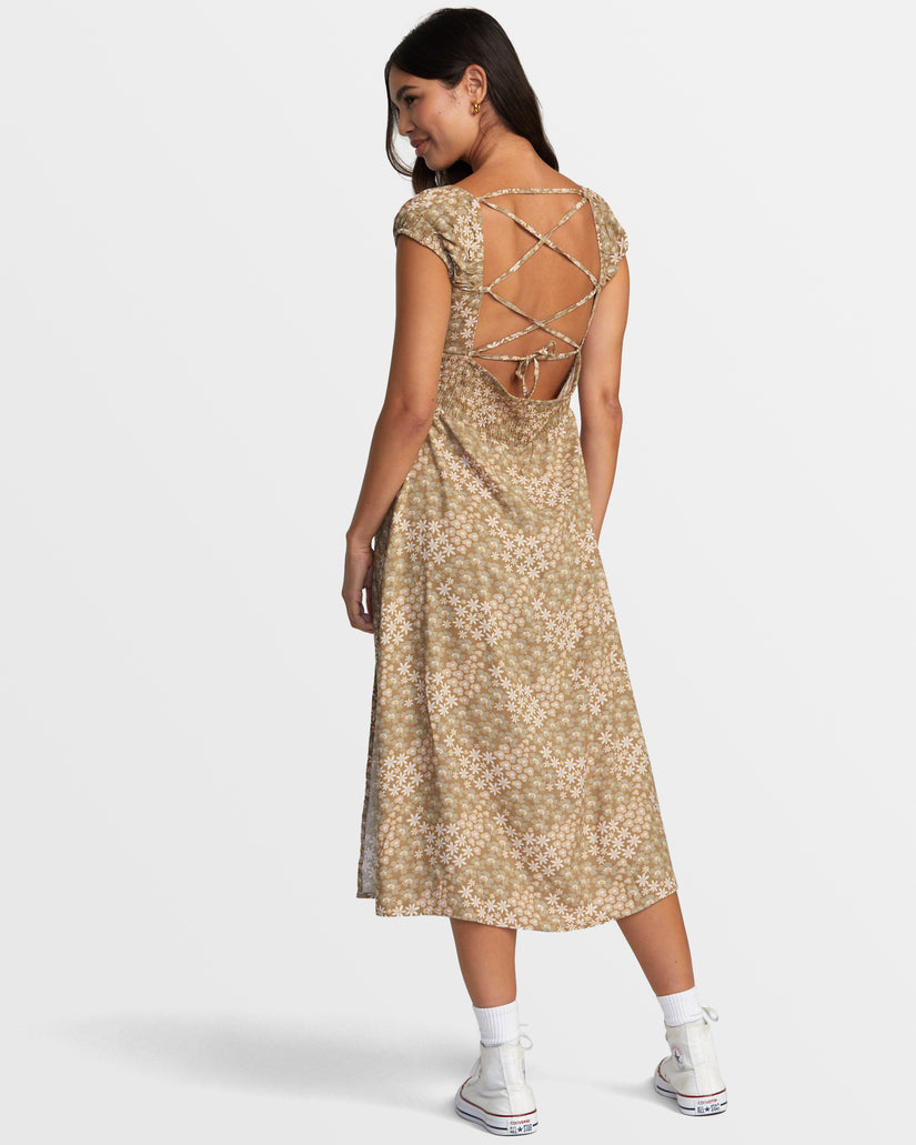 RVCA AVA MIDI DRESS CNK0-ERMINE XS
