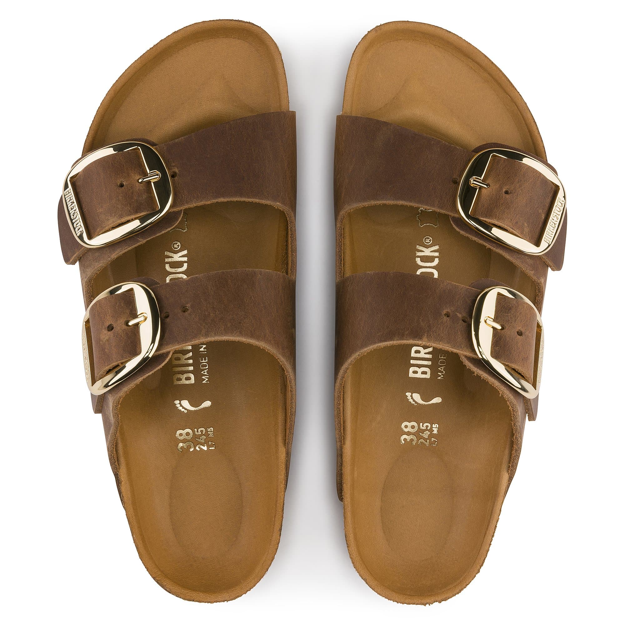 Birkenstock Arizona Big Buckle Womens Sandal Oiled Leather-Cognac 6