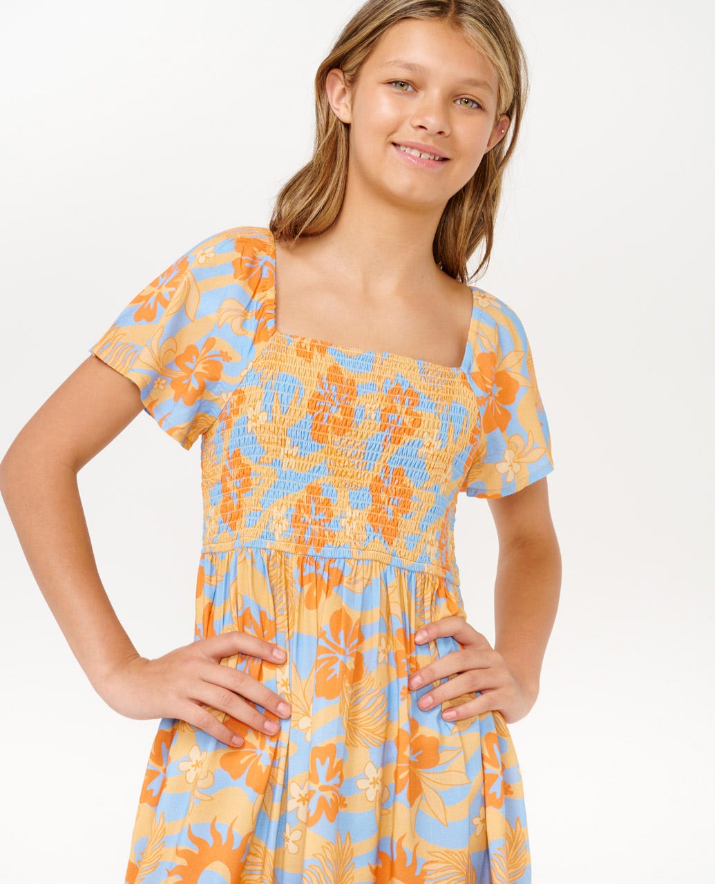 Rip Curl Sun Sol Shirred Dress 0030-Orange 8